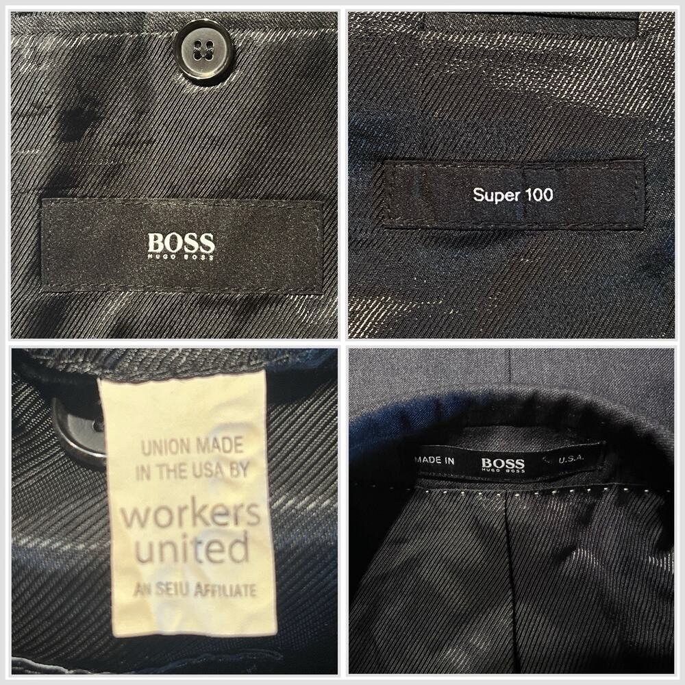 Hugo Boss 44R Solid Charcoal Gray Blazer Jacket Super 100s USA - Picture 16 of 16